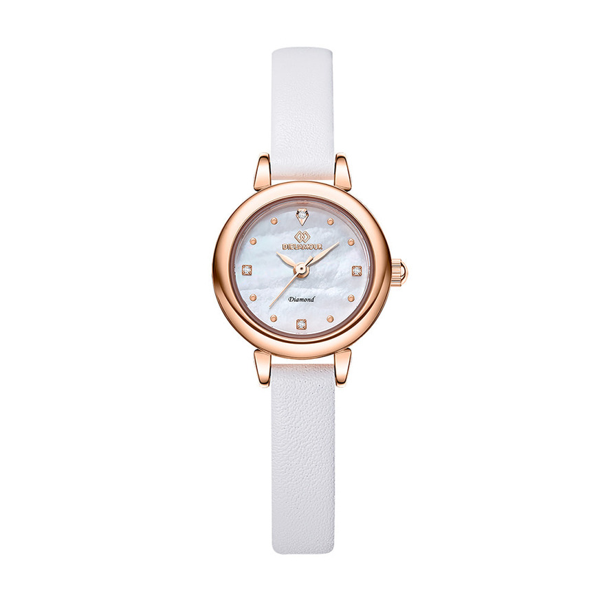 디유아모르 여성 가죽밴드시계 DAW3102L-WH 다이아몬드 시계