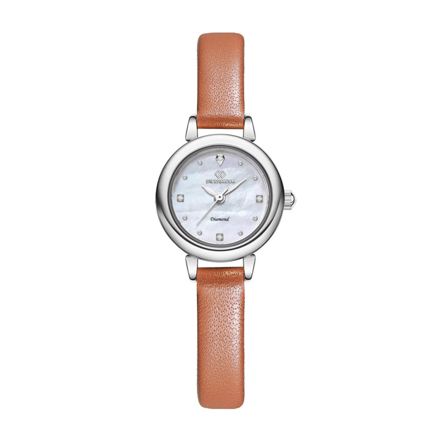 디유아모르 여성 가죽밴드시계 DAW3102L-L.BR 다이아몬드 시계