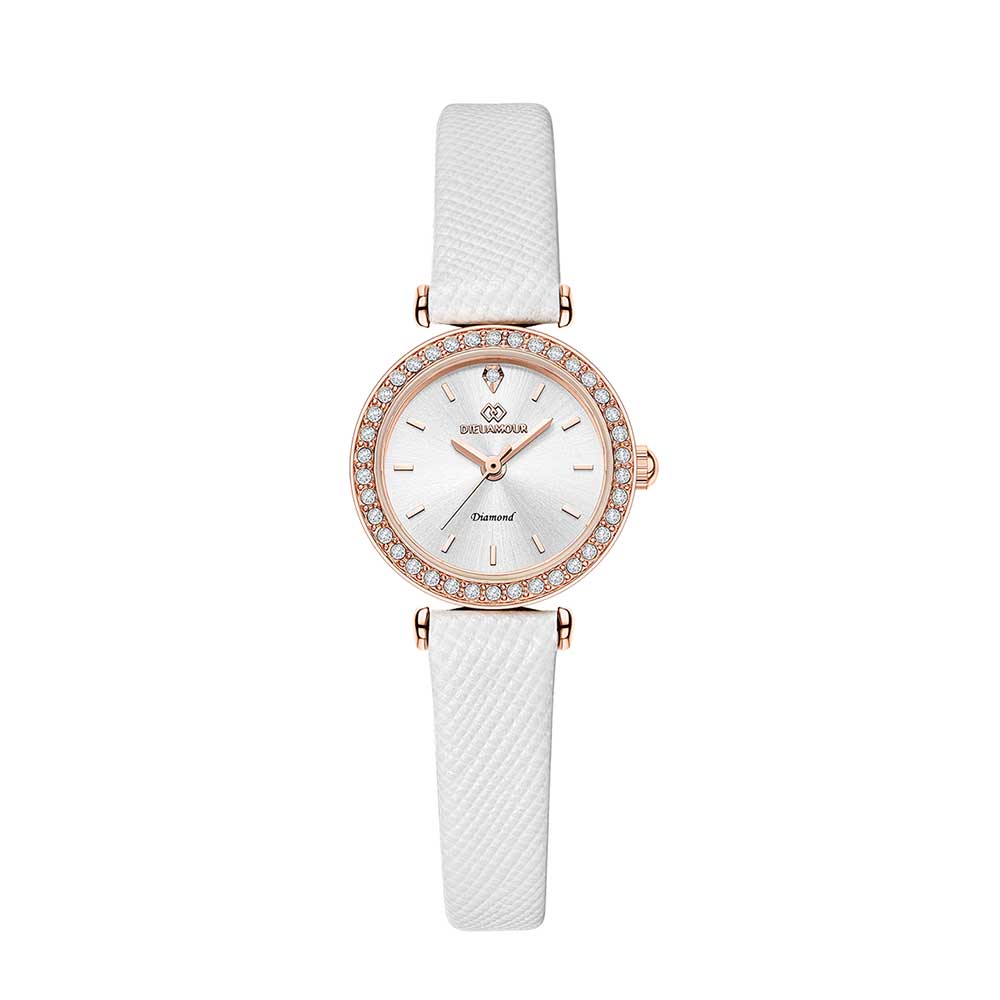 디유아모르 여성 가죽밴드시계 DAW3201L-WH 다이아몬드 시계