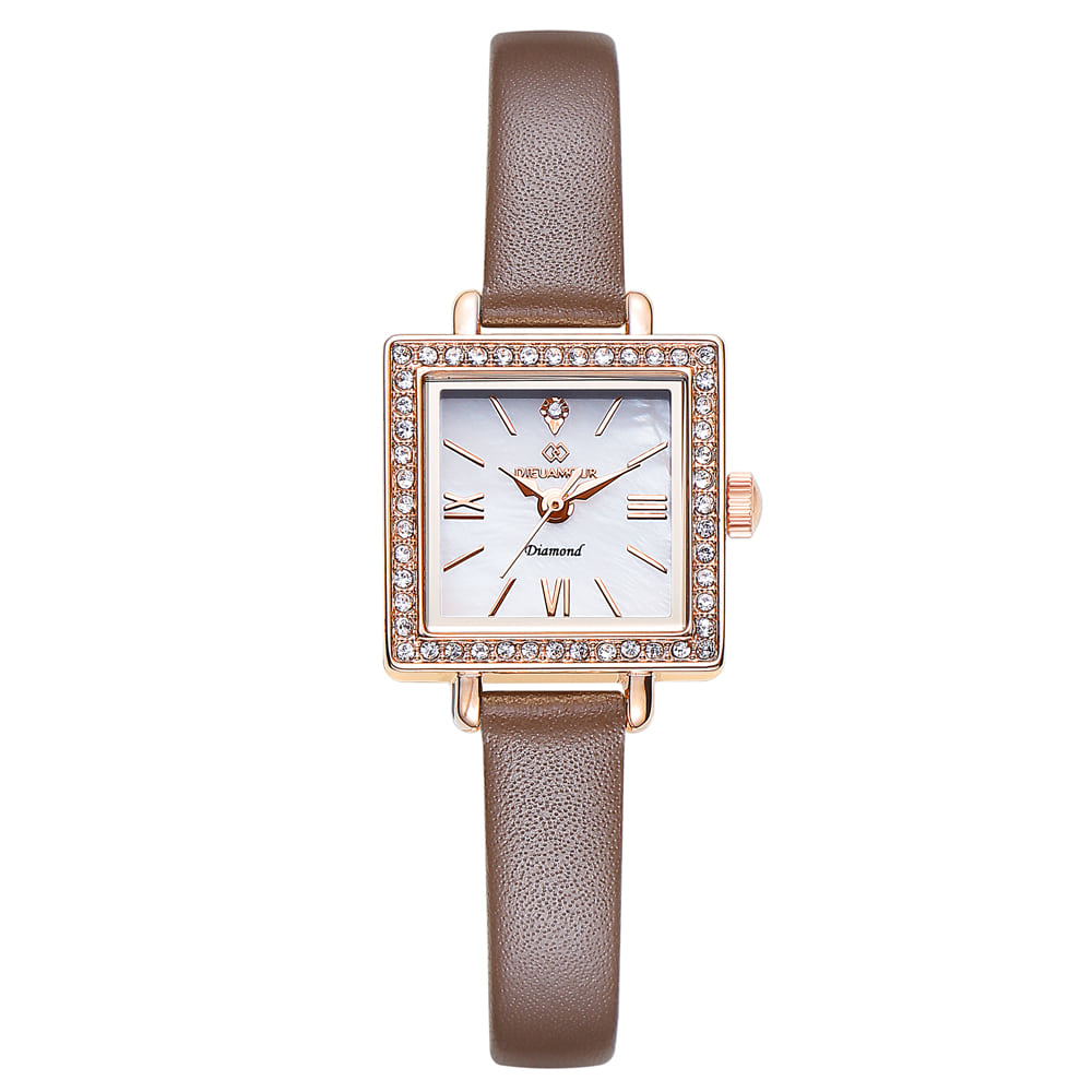 디유아모르 여성 가죽밴드시계 DAW6101L-BR 다이아몬드 시계